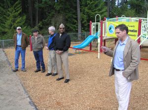 Manager Matt Tyler at Appreciation Ceremony for Playground in Irondale Community Park